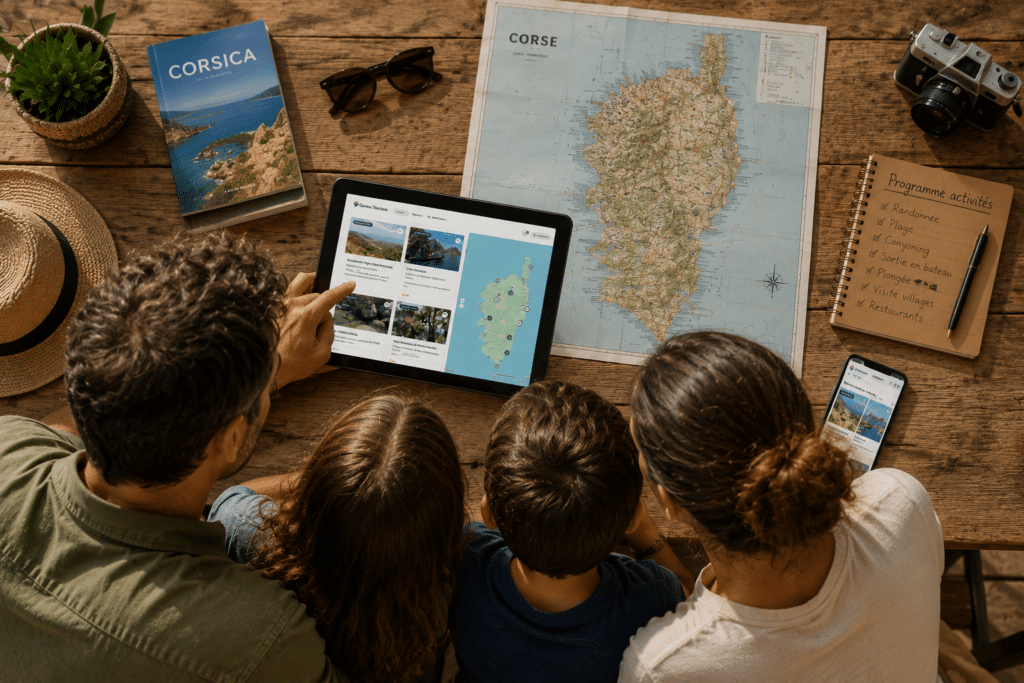 Préparation des activités de vacances en famille